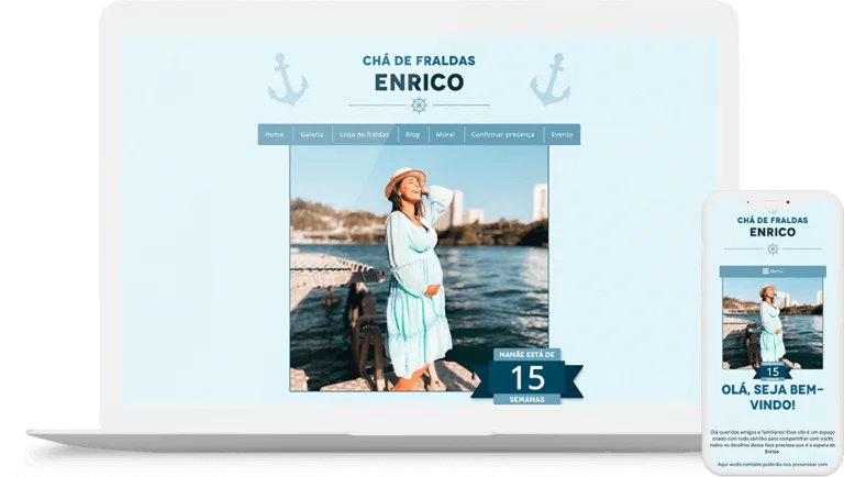 Mockup desktop iFraldas tema náutico chá de fraldas Enrico
