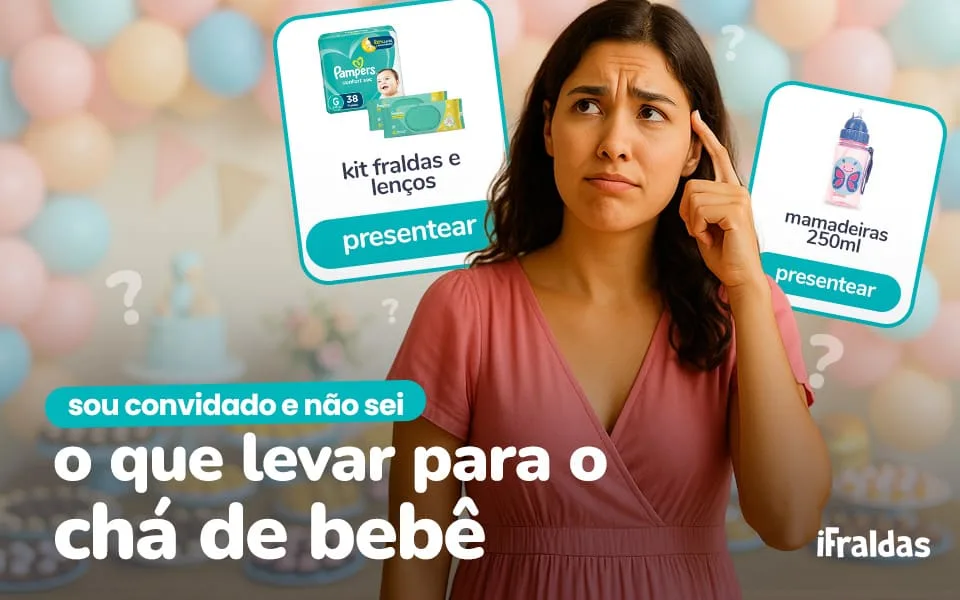 Convidada de chá de bebê com dúvida do que levar
