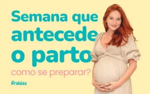 Grávida com texto semana que antecede o parto