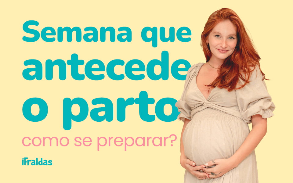 Grávida com texto semana que antecede o parto